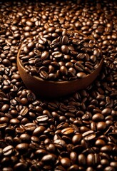 Fototapeta premium coffee beans artfully spilled canvas creating unique visual composition rich colors textures, dark, brown, vibrant, contrast, pattern, organic, natural, gourmet