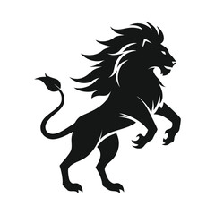 Minimalistic black and white Lion Silhouette Pose - Bold Vector Design with Clean, Smooth Lines