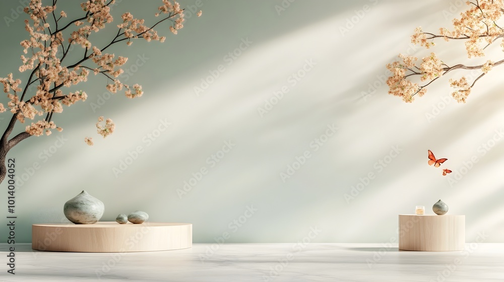 Poster minimalist 3d studio room with marble texture background empty floor and wall with product podium sh