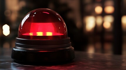 Render a 3D icon of a red emergency bell, visually representing urgent notifications in a rescue or security situation, with detailed textures and lighting for a realistic effect. 