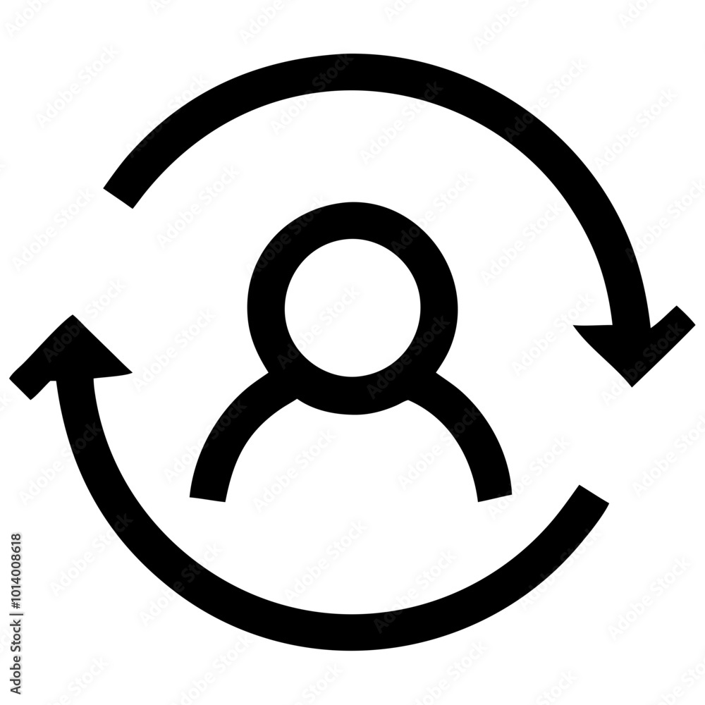 Poster user refresh icon representing updates and account management for website and mobile app interfaces
