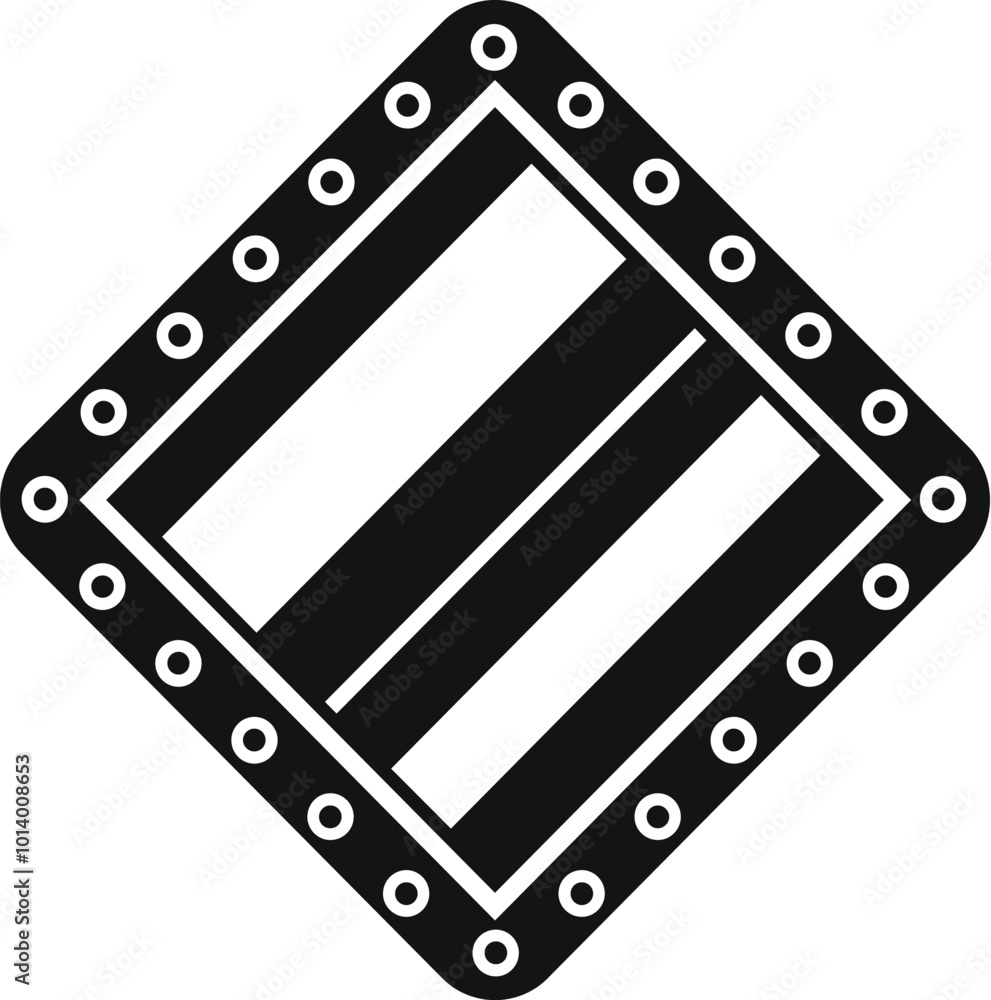 Poster black and white road markings icon representing a safe passing zone, depicted in a diamond shape wit