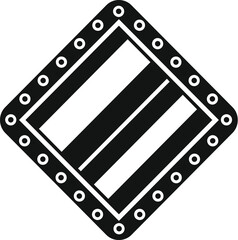 Black and white road markings icon representing a safe passing zone, depicted in a diamond shape with a bold and simple design