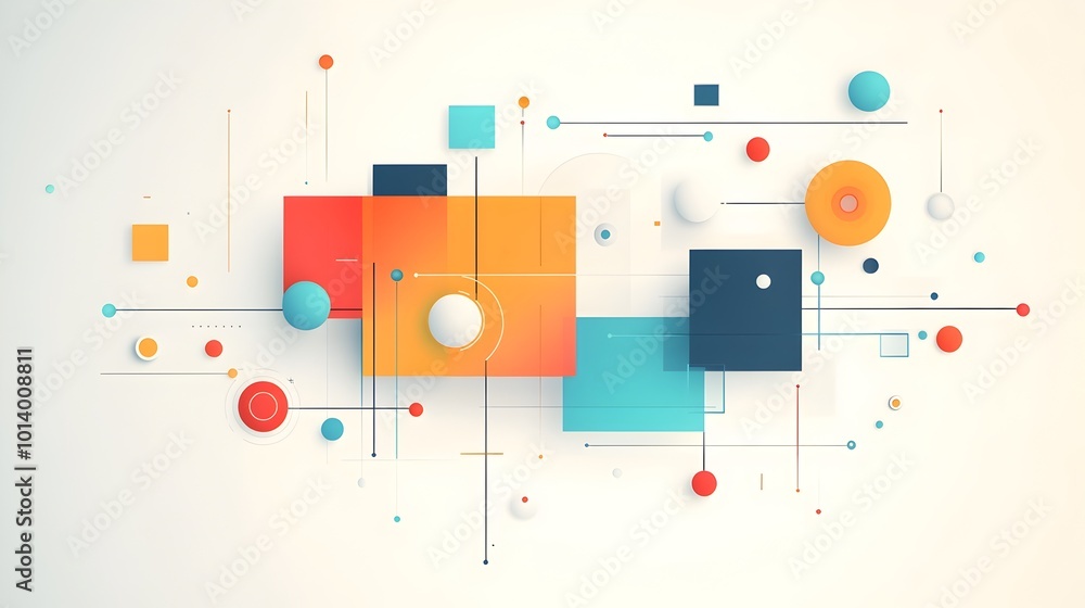 Poster minimalist digital pattern with clean geometric lines and subtle gradient color effects conveying th