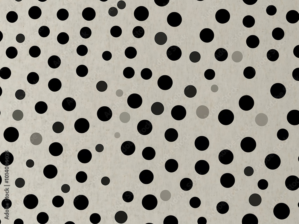 Poster a minimalist design features a white background with a diagonal pattern of black dots, suggesting mo