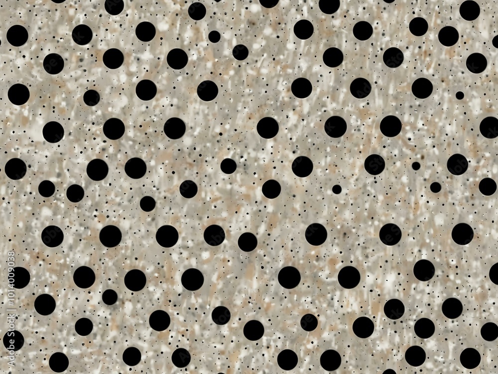 Poster a minimalist design features a white background with a diagonal pattern of black dots, suggesting mo