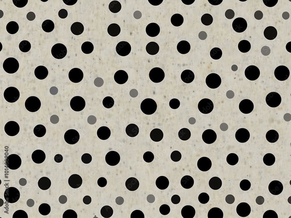 Poster a minimalist design features a white background with a diagonal pattern of black dots, suggesting mo