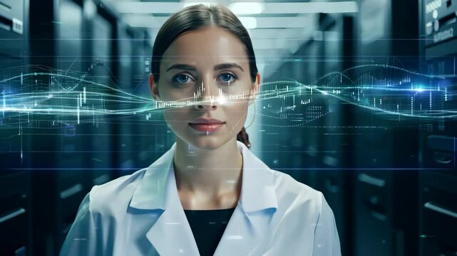 Woman IT specialist engineer system administrator server room backend software hardware female girl security cloud computing AI training expert specialist technology data analyst network cybersecurity