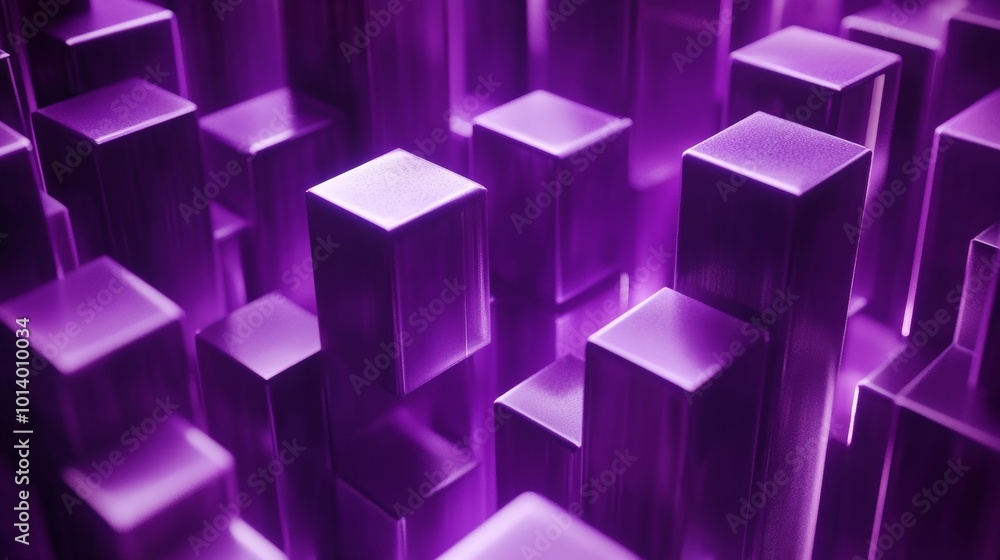 Aufkleber Abstract 3d render of glowing purple cubes