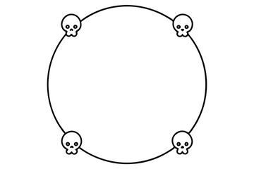 Fototapeta premium minimalist linear design of round frame made of skulls and bones in black color