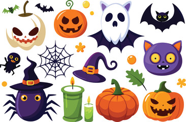Obraz premium Sets of Halloween scary elements spooky items 