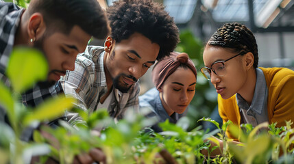 A visual of a diverse team working on sustainable initiatives, emphasizing the connection between diversity and environmental innovation.