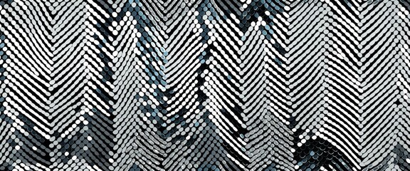 Silver sequin fabric background with abstract pattern