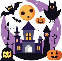 Fototapeta premium Sets of Halloween scary elements spooky items 