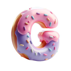 A 3D donut-shaped letters font featuring colorful icing and sprinkles, perfect for fun and creative designs.