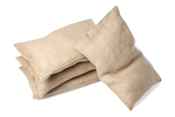 Group of burlap sacks isolated on white