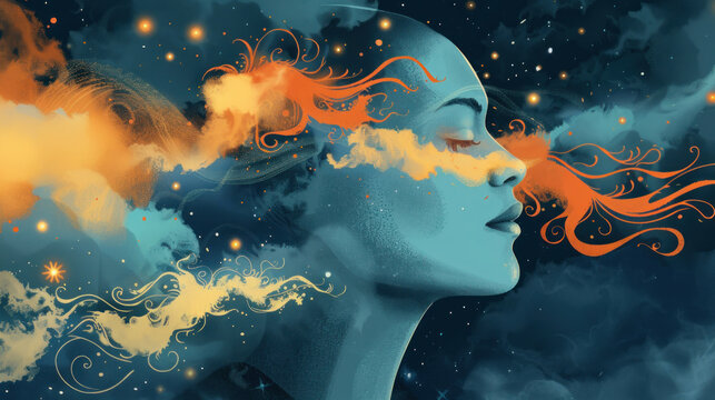 A visual of a person finding peace and healing through dreamwork, processing traumatic experiences in their dreams.