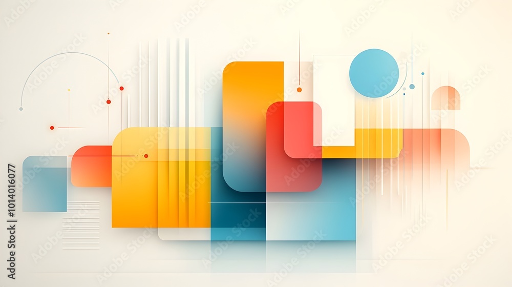 Poster minimalist digital pattern with clean geometric lines and subtle gradient color effects conveying th