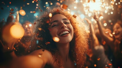 Joyful Friends Celebrating Together in a Close-Up Shot