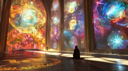 A visual of someone dreaming of sacred symbols or visions, connecting their dream experience to their religious beliefs.