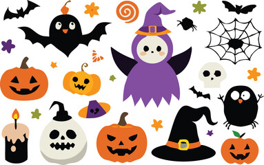 Set of Halloween elements illustration 