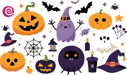 Set of Halloween elements illustration 