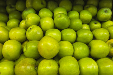 Pile of fresh green apples