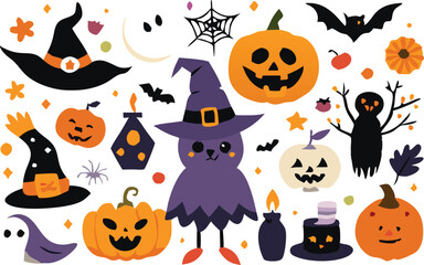 Set of Halloween elements illustration 