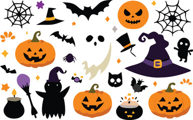 Set of Halloween elements illustration 