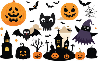 Set of Halloween elements illustration 