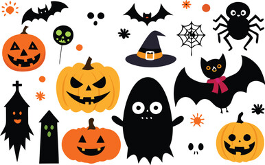 Set of Halloween elements illustration 
