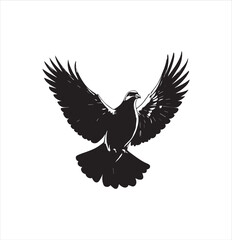 pigeon isolated on white background, bird, silhouette, eagle, vector, flying, animal, illustration, wing, nature, black, birds, dove, feather, wings, tattoo, fly, hawk, design, wildlife, flight, freed