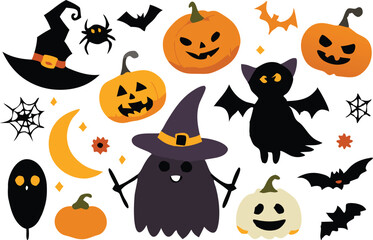 Set of Halloween elements illustration 