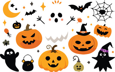 Set of Halloween elements illustration 