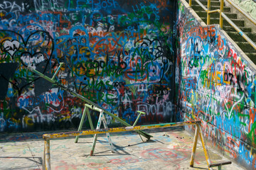 graffiti covered walls in Comuna 13, Medellin