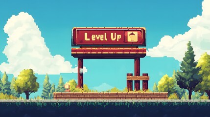 Obraz premium Pixel art game background with a 