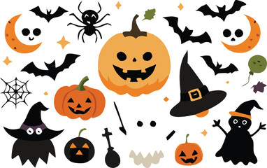 Set of Halloween elements illustration 