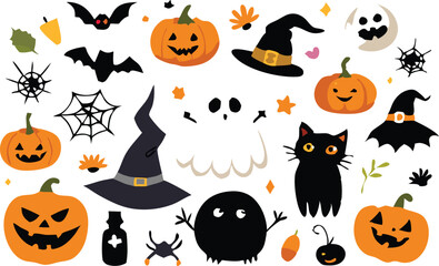 Naklejka premium Set of Halloween elements illustration 