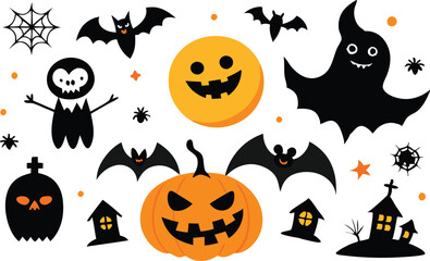 Set of Halloween elements illustration 