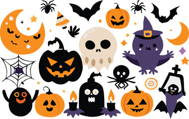 Set of Halloween elements illustration 