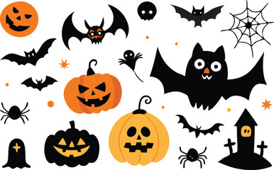 Set of Halloween elements illustration 