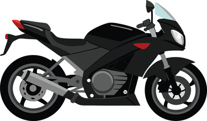 Obraz premium Black motorcycle illustrated in a sleek and dynamic cartoon style