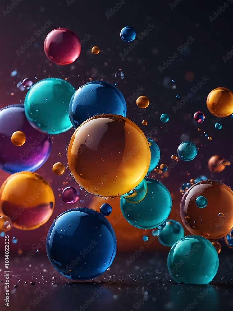 Poster abstract background with floating bubbles.