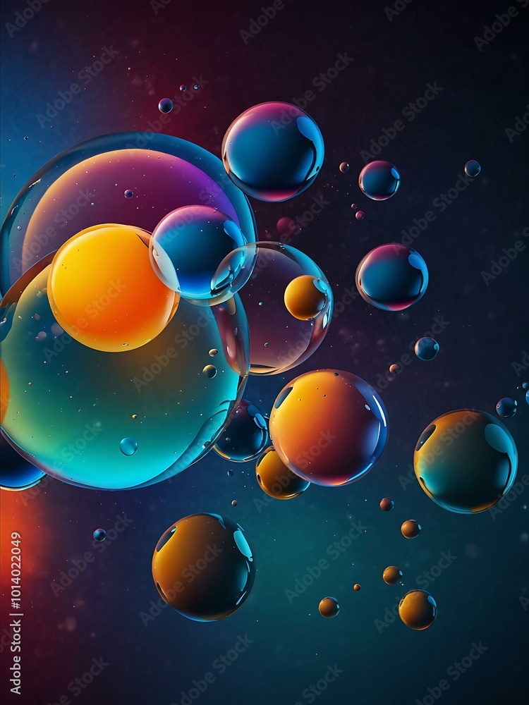 Poster abstract background with floating bubbles.