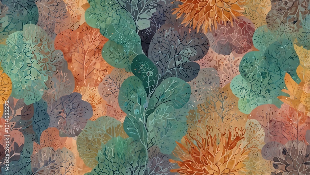 Poster abstract biological textures with intricate forms in soft pastel colors.