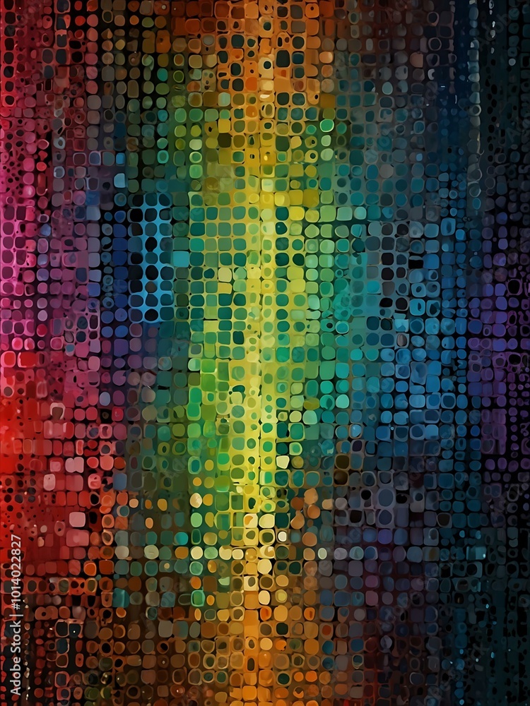 Poster abstract color halftone dots in generative art.