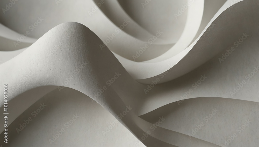 Poster abstract composition of flowing white paper creating soft curves.