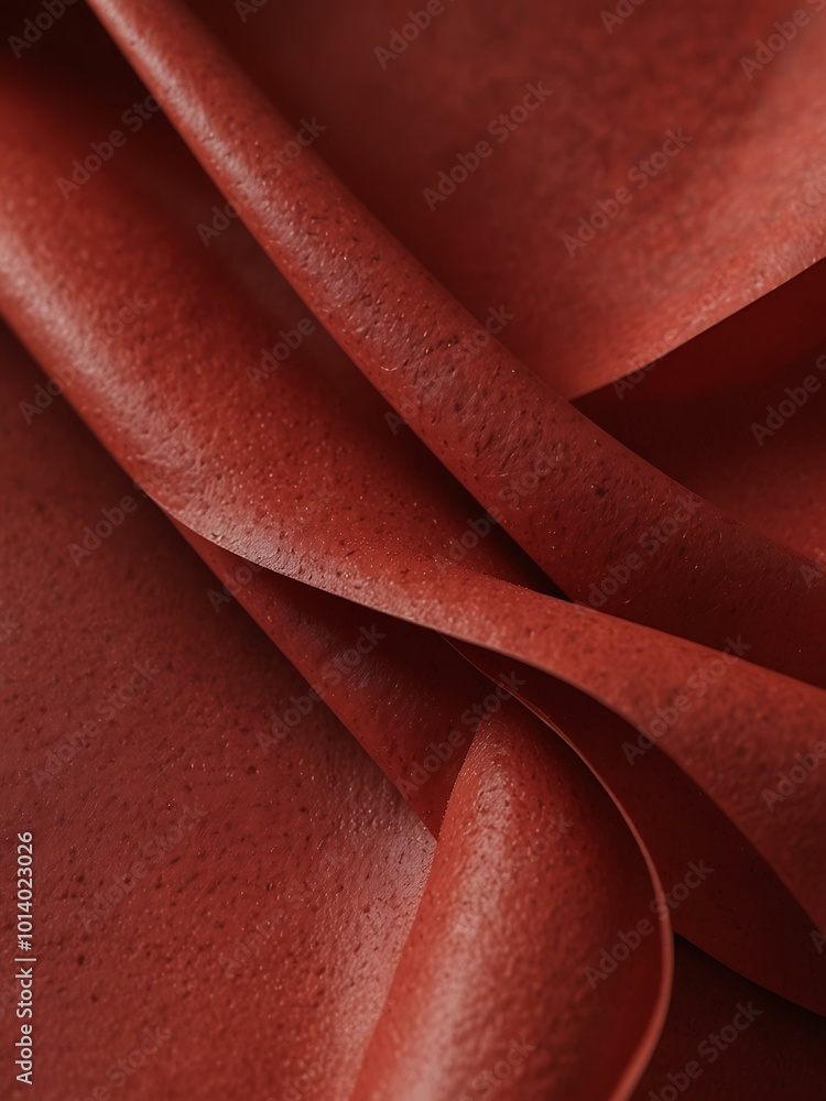Poster abstract composition of red paper with smooth curves and folds.