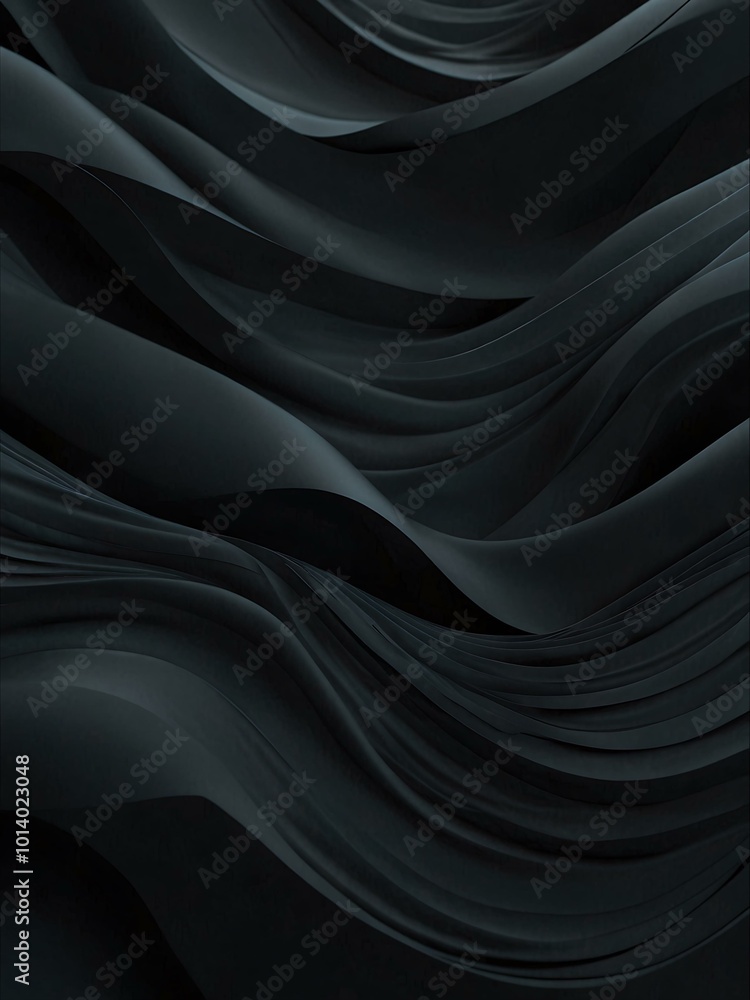 Aufkleber abstract dark background with wave patterns; realistic 3d wallpaper for posters and websites.