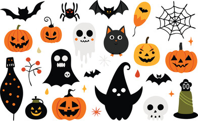 Set of Halloween elements illustration 